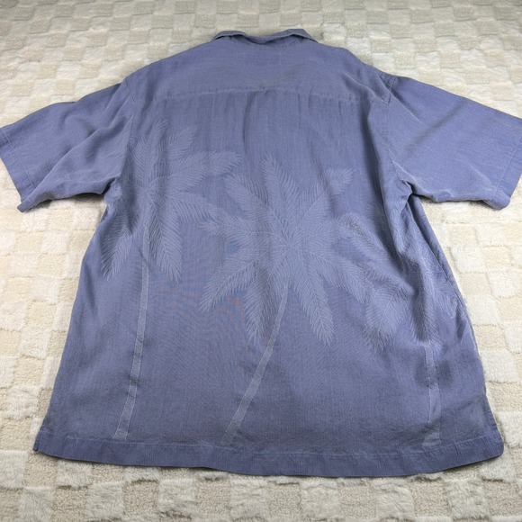 Tommy Bahama Silk Button Down Shirt Men's L Blue Palm Tree Tropical - Picture 14 of 14